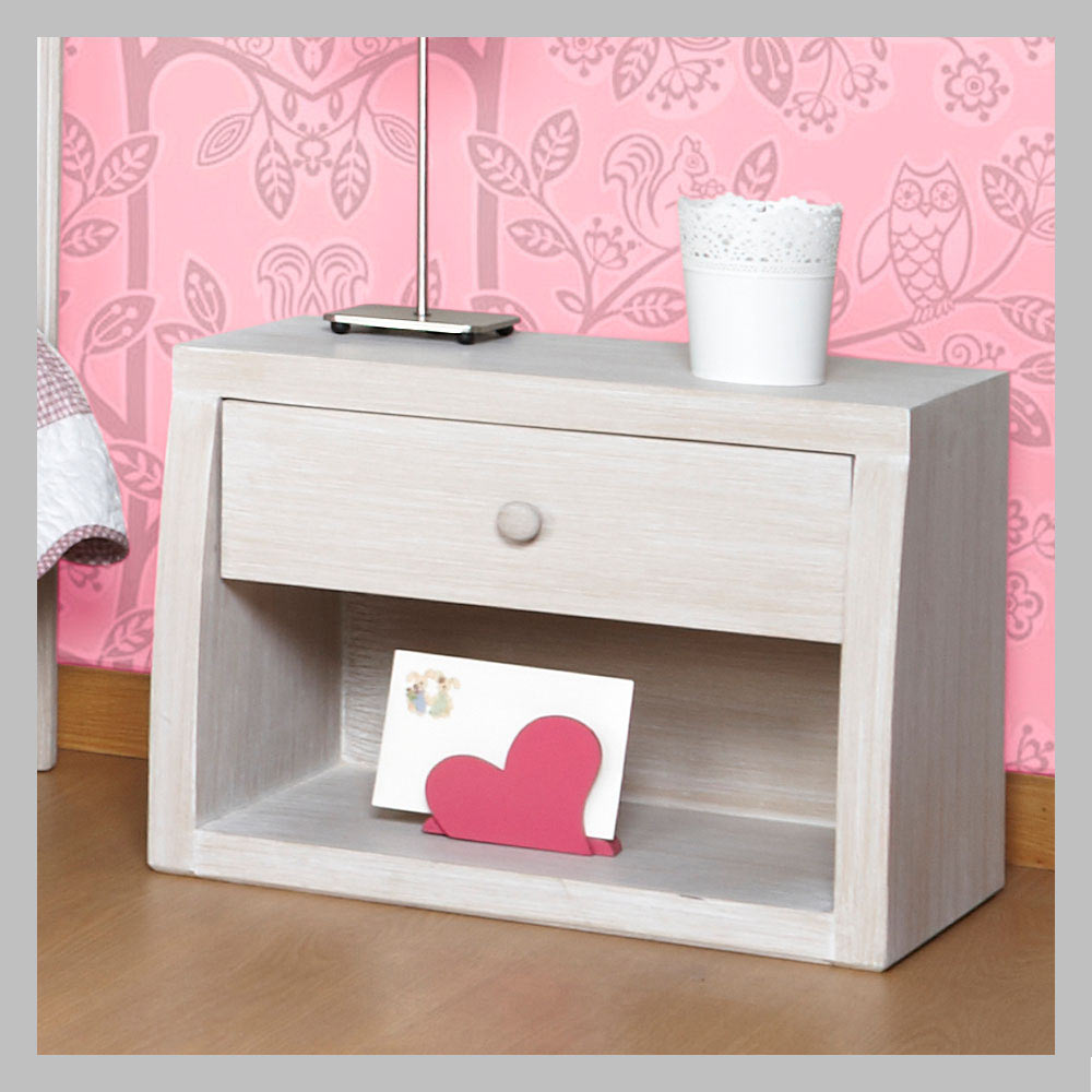 mesa de noche moderna de un cajon blanco