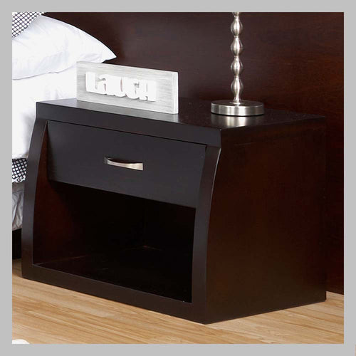 mesa de noche moderna de un cajon cafe oscuro