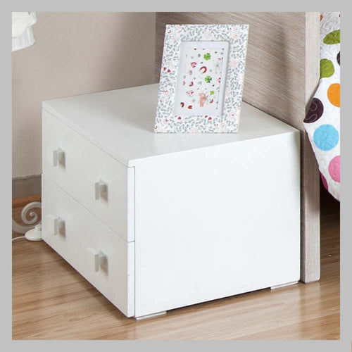 mesa de noche dos cajones moderna blanco