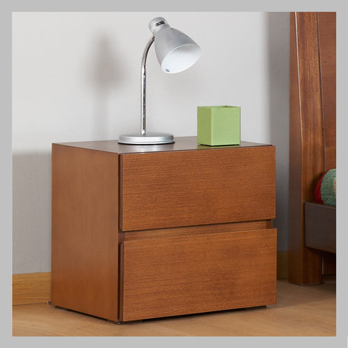 mesa de noche moderna de dos cajones