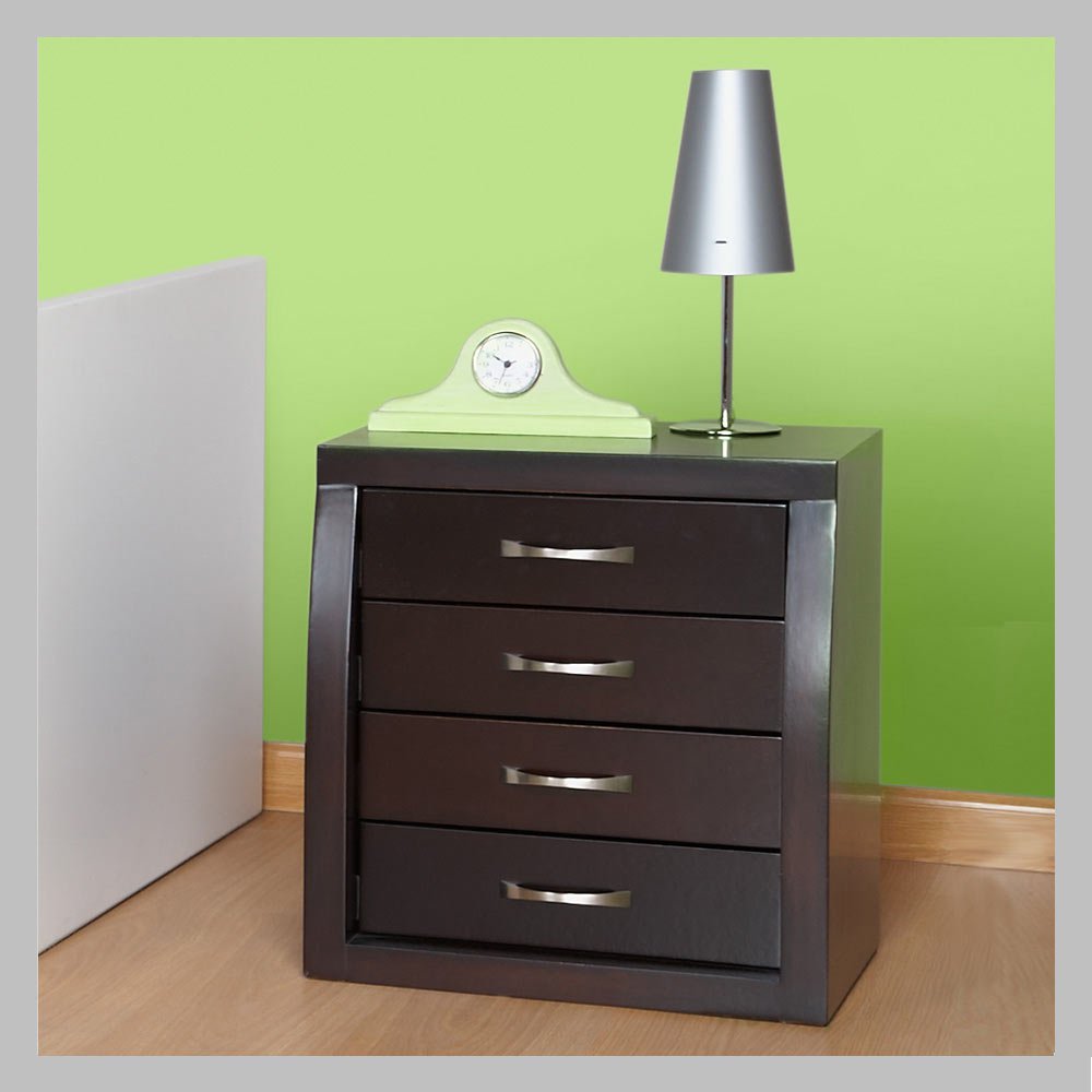 mesa de noche de cuatro cajones negro