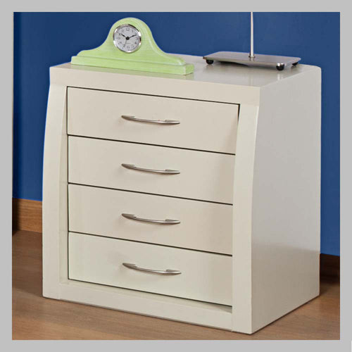 mesa de noche de cuatro cajones blanco