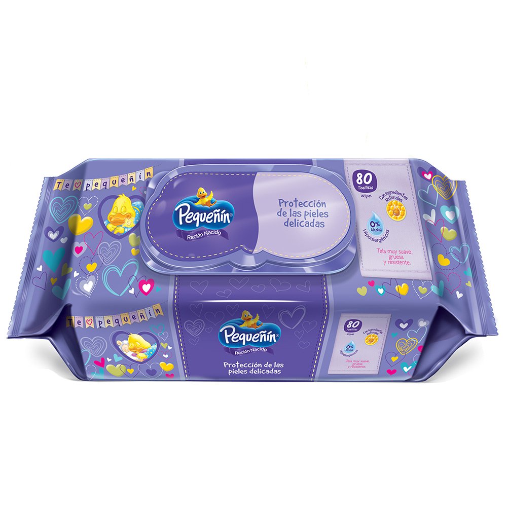 toallitas humedas  recien nacido con tapa x80   pequenin
