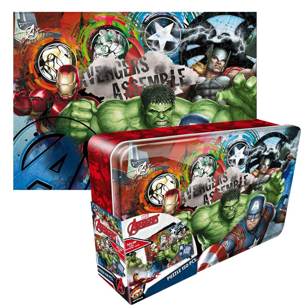 rompecabezas 150 piezas avengers caja metalica