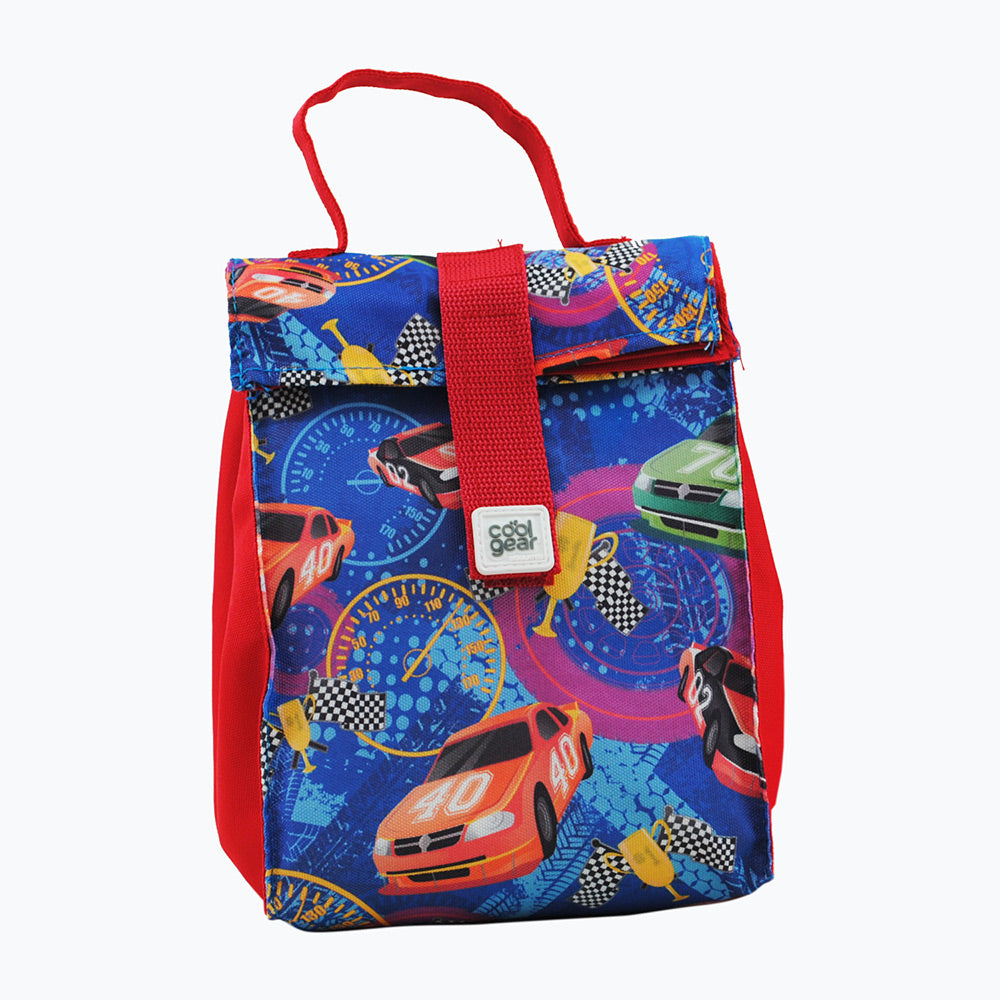 lonchera infantil rojo con carros