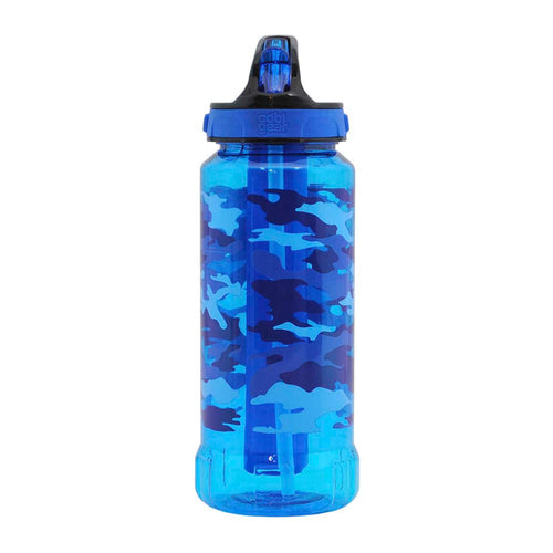 botella cool gear con estampado con pila de gel 24 oz color azul