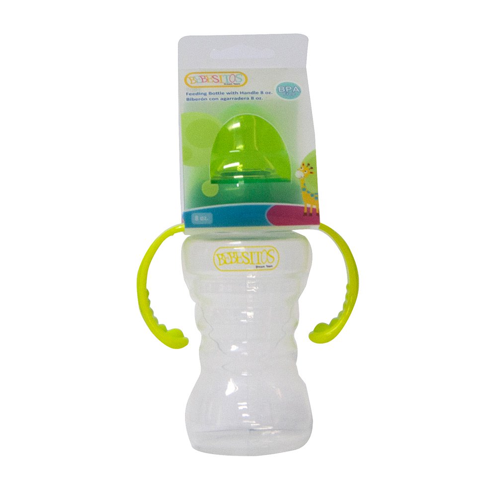 biberon con asas verdes 8 onzas