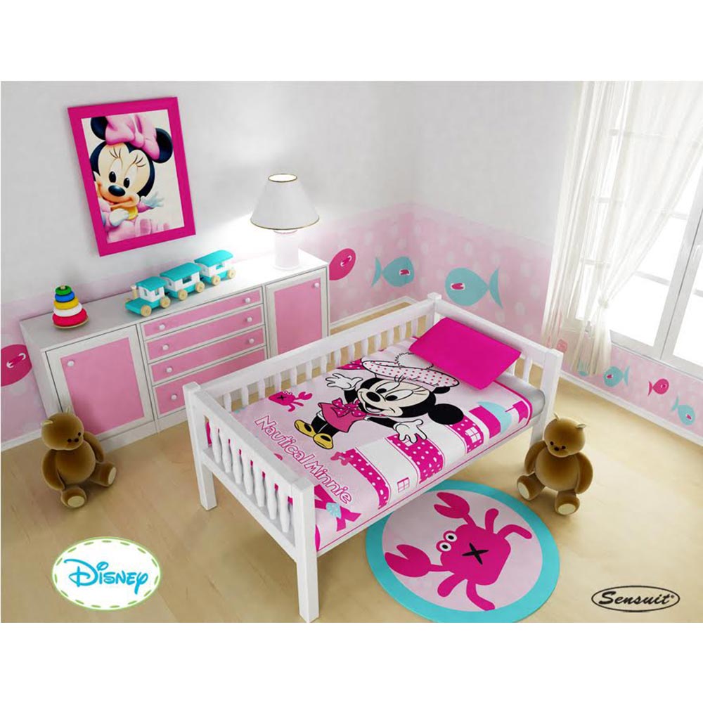 cobija cuna minnie fucsia   disney