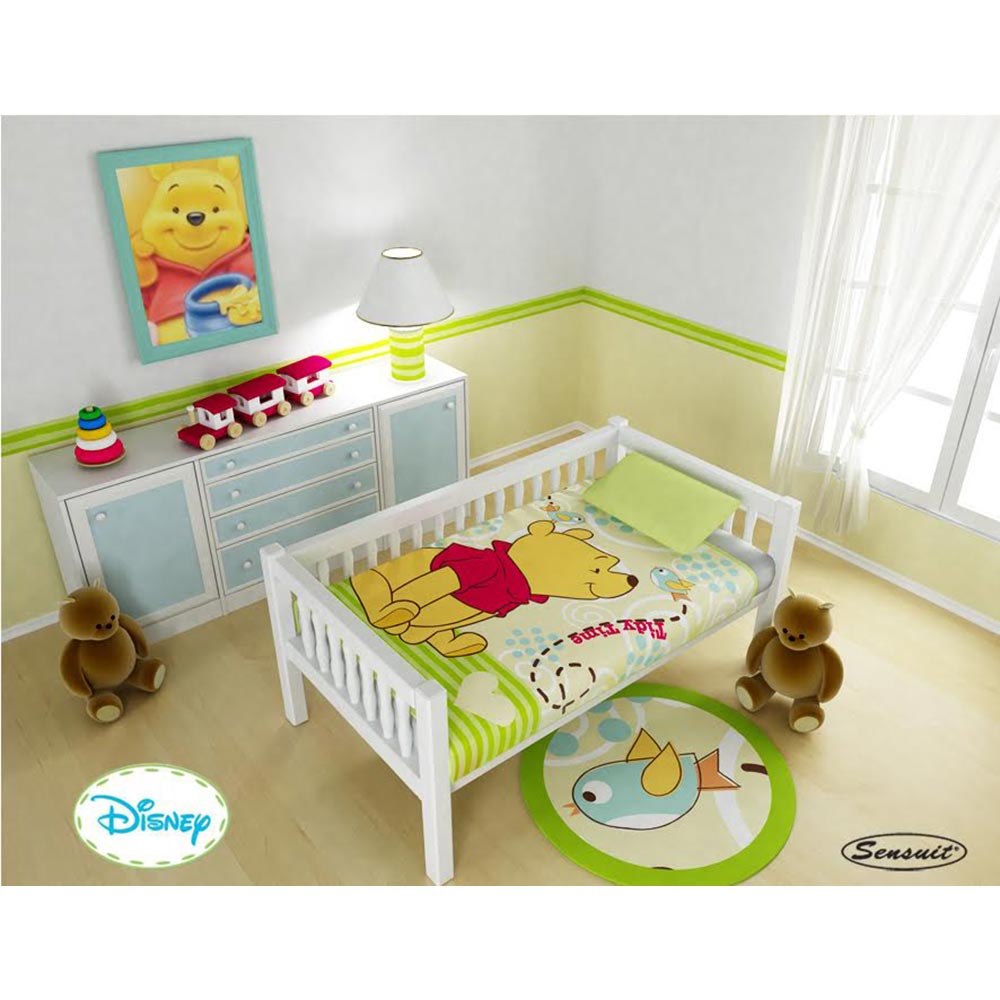 cobija cuna winnie pooh verde   disney