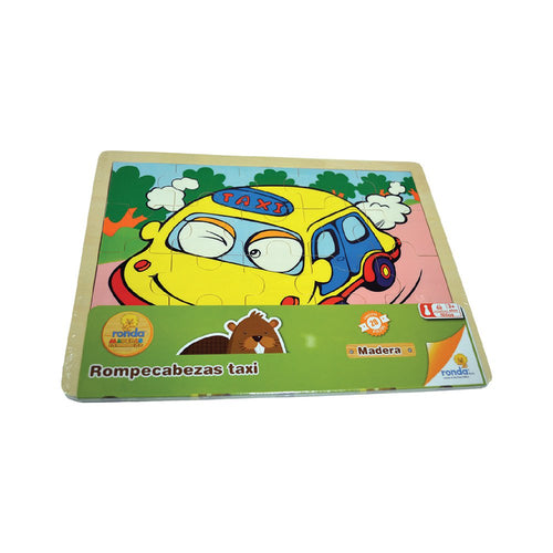 rompecabezas madera taxi