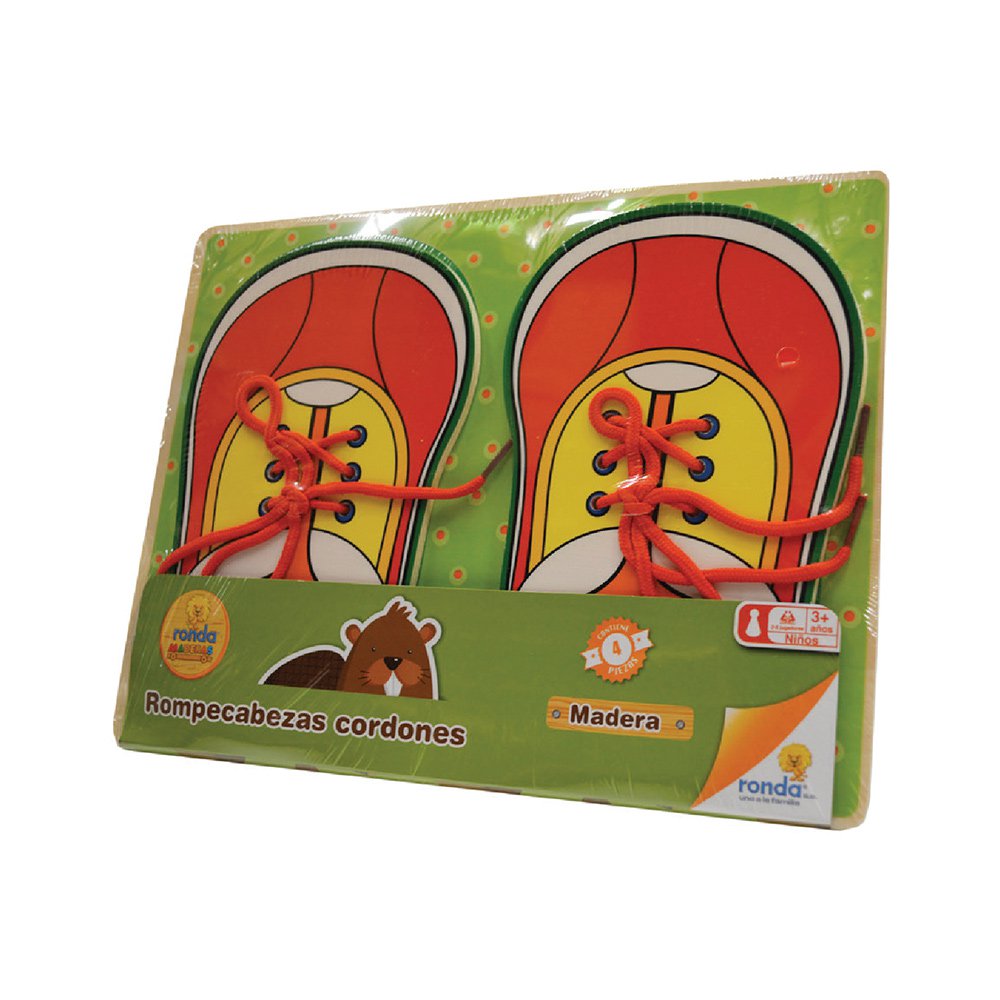 rompecabezas madera zapatos cordones