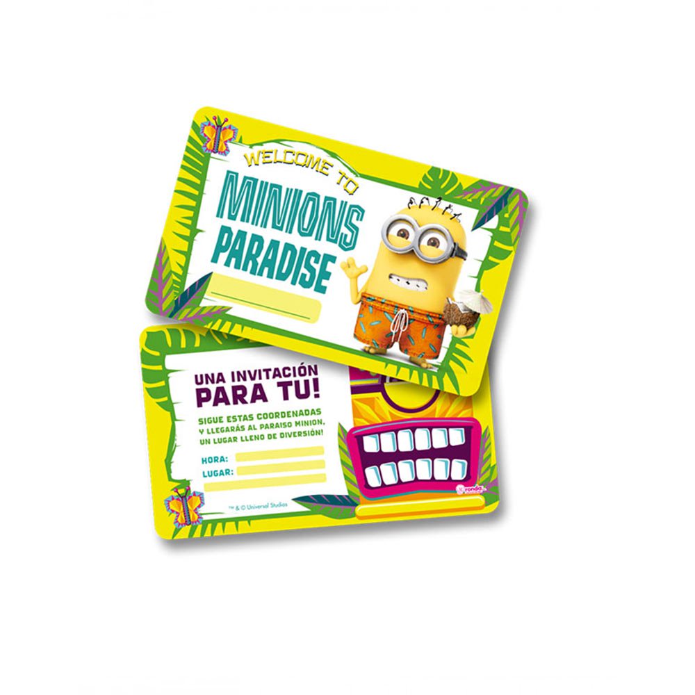 tarjeta invitacion mvf minion made x 8 unds