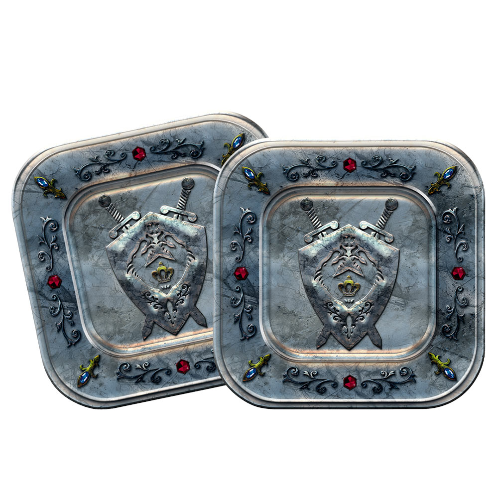 platos cuadrados  medieval x 8 unds