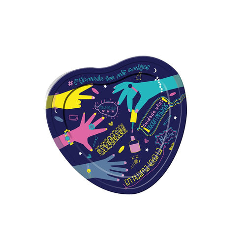 platos corazon pijamada x 8 unds