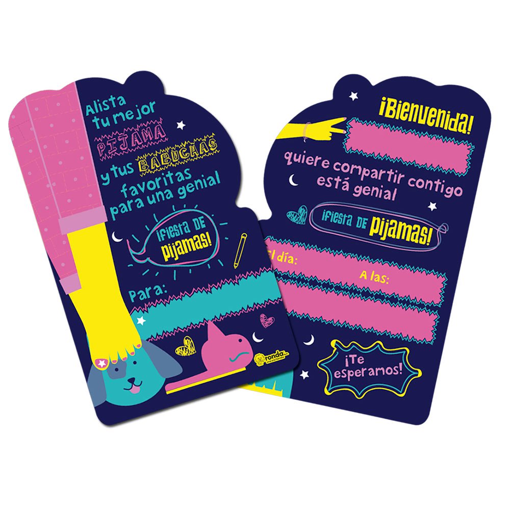 tarjeta invitacion pijamada x 8 unds