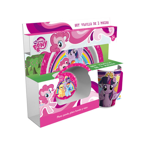 set vajilla my little pony 3 piezas