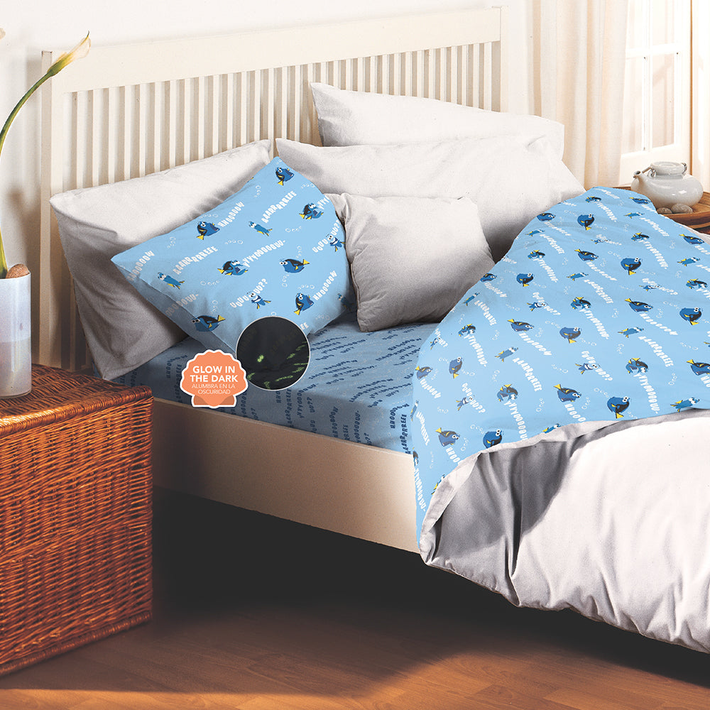 juego de sabanas magic   dory azul clara brilla en la oscuridad