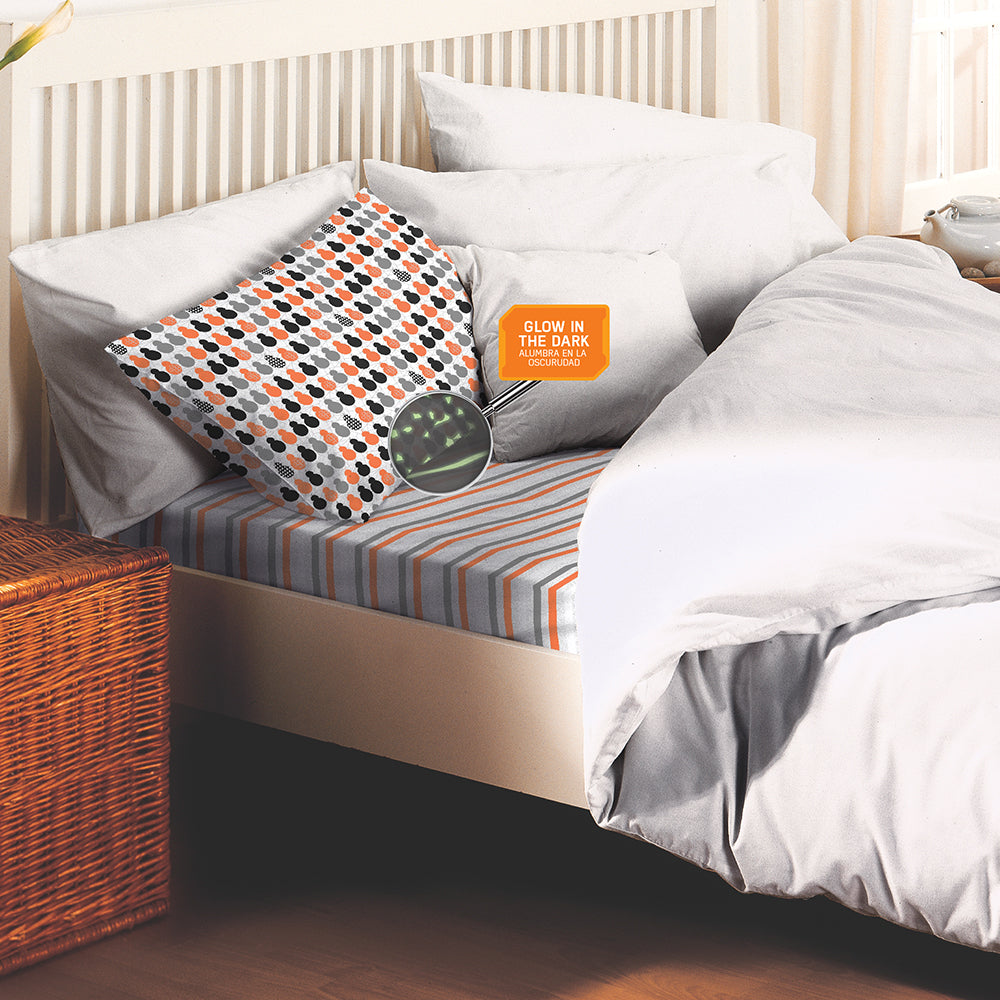 juego de sabanas magic bb8 naranja negro brilla en la oscuridad