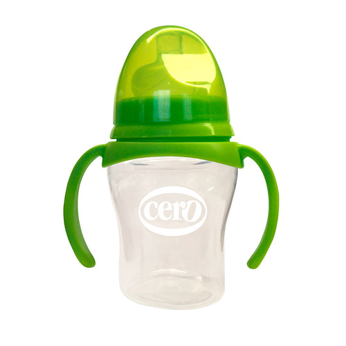 biberon boca ancha con agarraderas cero 4oz   verde
