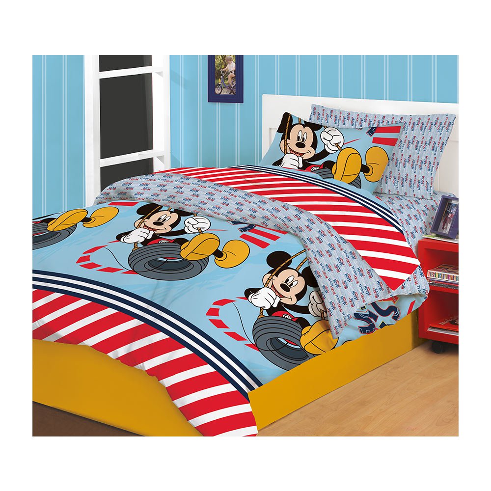 sabanas mickey   cama doble rayas rojas
