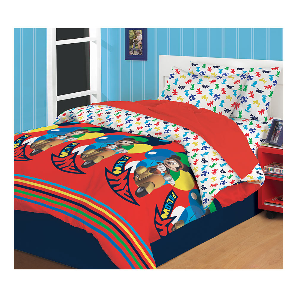 edredon mickey   cama doble rojo