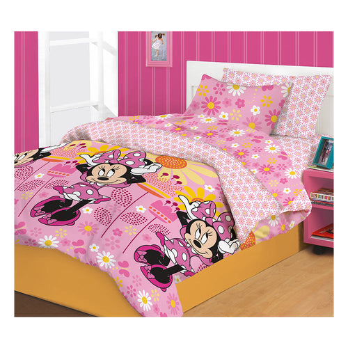 sabanas minnie   cama sencillo rosada