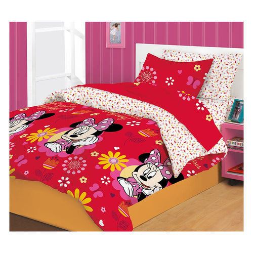 edredon minnie   cama doble roja