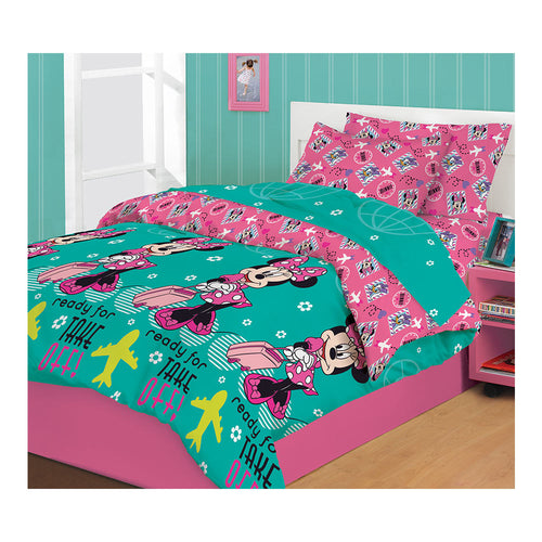 sabanas minnie   cama doble rosa con verde