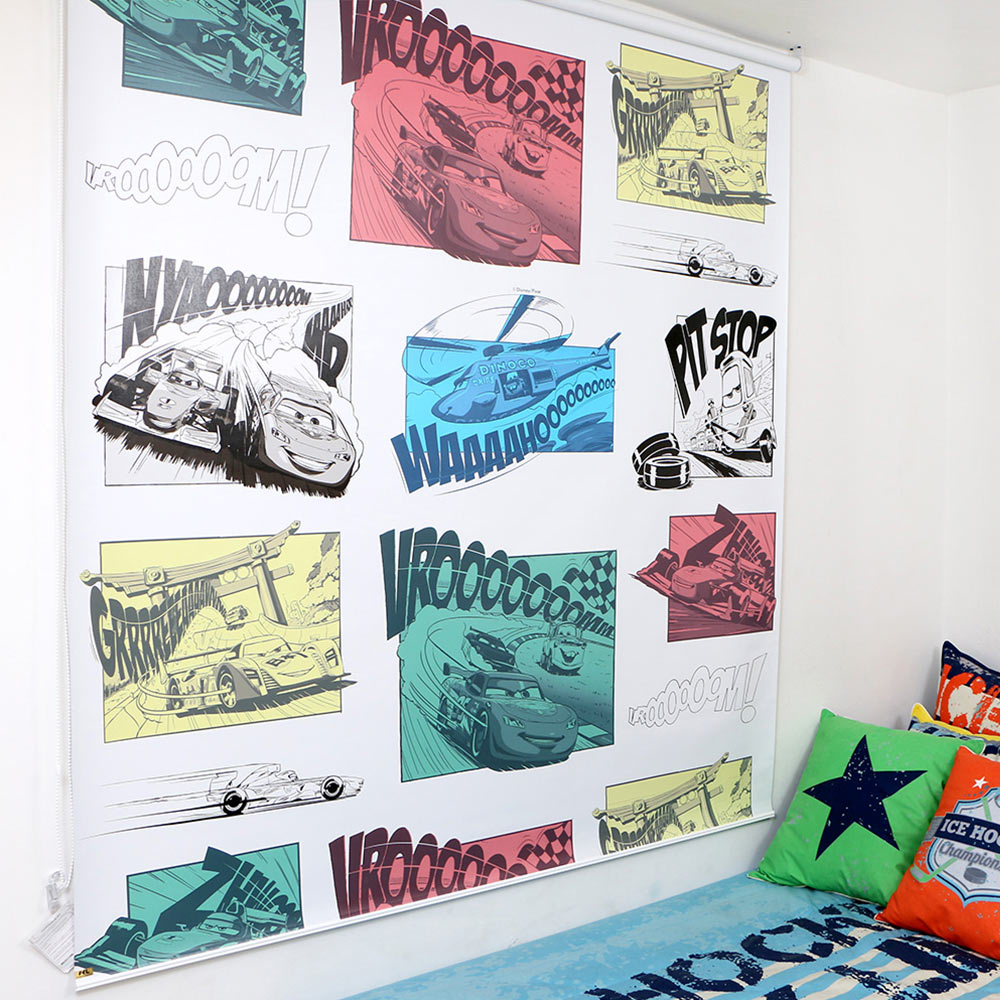 cortina enrollable diseno cars en tela blackout 1 ancho x 1 80 alto