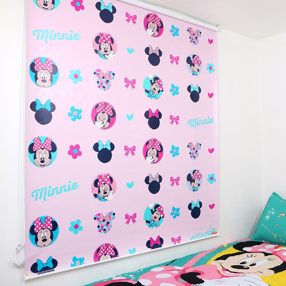 cortina enrollable diseno minnie pink en tela blackout 1 40 ancho x 1 80 alto