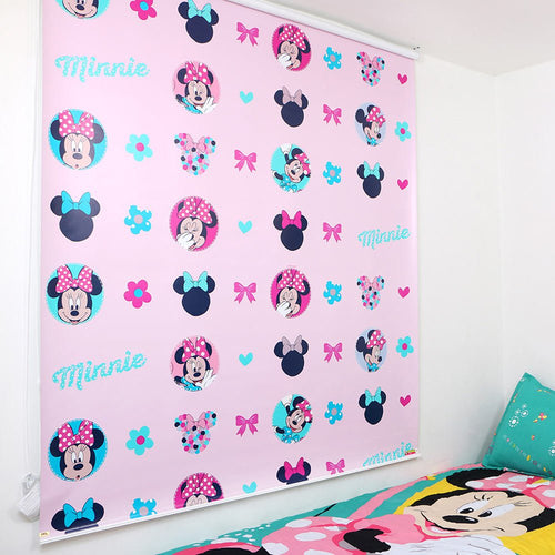 cortina enrollable diseno minnie pink en tela blackout 1 20 ancho x 1 80 alto