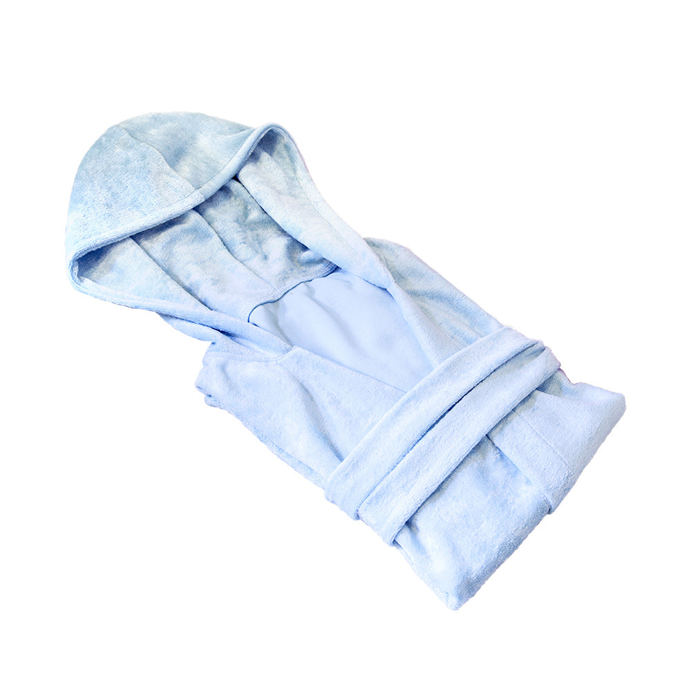 bata infantil en microfibra azul pequena