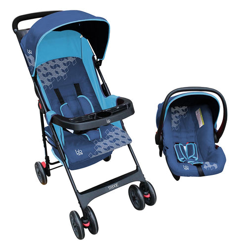 coche travel system compacto 3 en 1 trixie color azul marca bbjoy