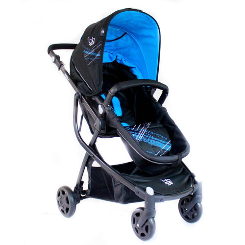 coche travel system 4 en 1 de lujo tessla color azul marca bbjoy