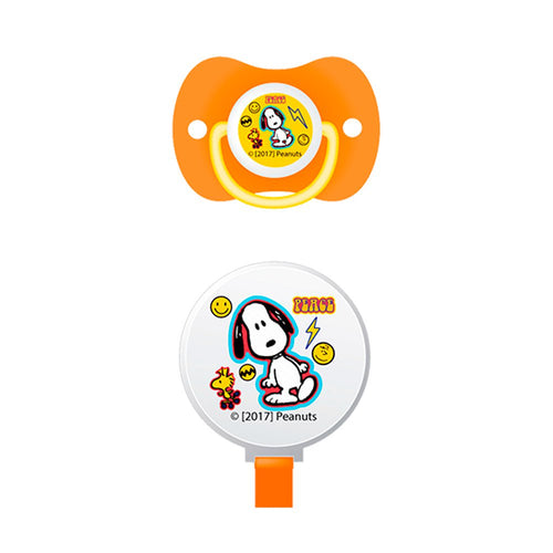 chupon con tapa y agarradero  naranja marca peanuts color naranja