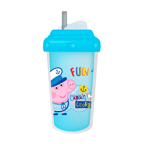 vaso termico con pitillo   300ml  10oz  marca peppa pig color azul