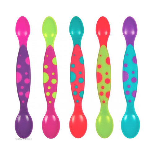 set cuchara morada doble punta colores variado para nina marca the first years