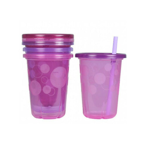 vaso con pitillo 10 oz x 4 vasos colores variados marca the first years