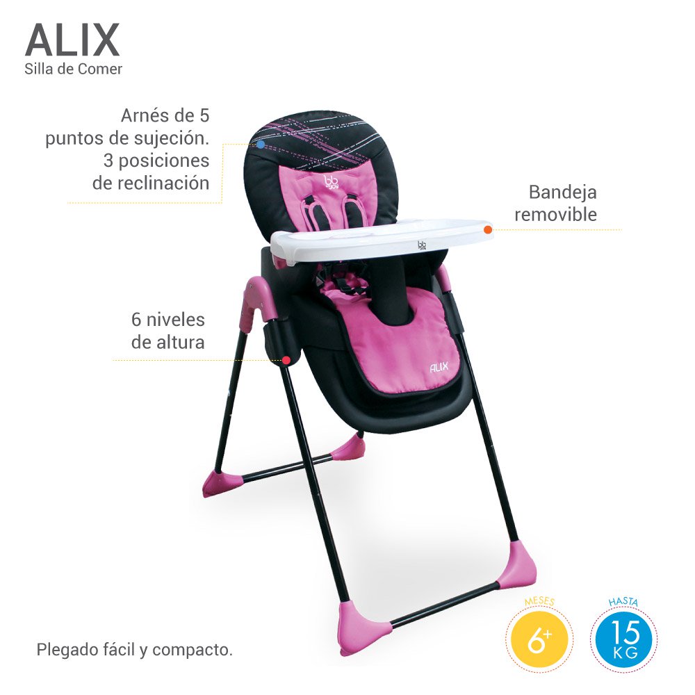 silla alta plegable alix marca bbjoy