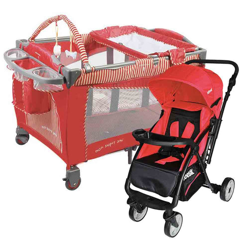 combo coche liberty rojo   cuna corral mon ami rojo