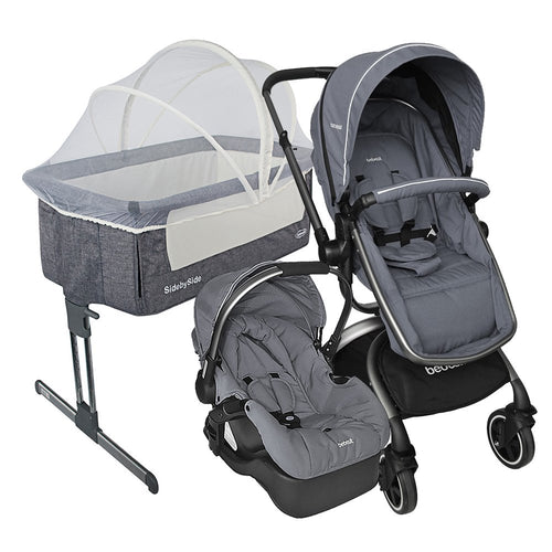 combo travel system 360 grados gris   cuna side by side   gris