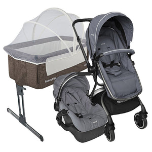 combo travel system 360 grados gris   cuna side by side   beige