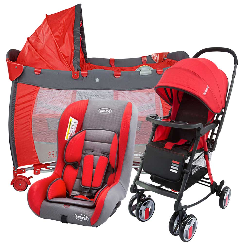 combo cuna corral traveller roja   silla de auto rally roja   coche rocking twister rojo