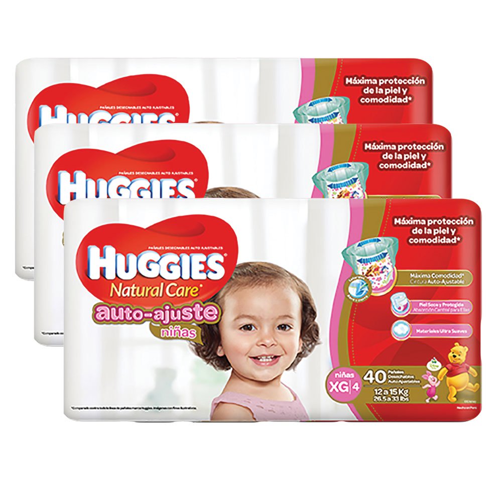 combos huggies natural care auto ajuste ninas etapa 4 pack 120