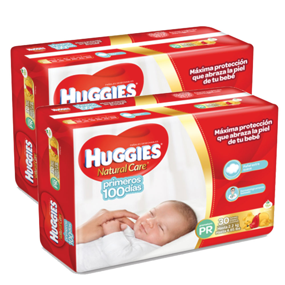 prematuro   60 panales huggies natural care primeros 100 dias   unisex