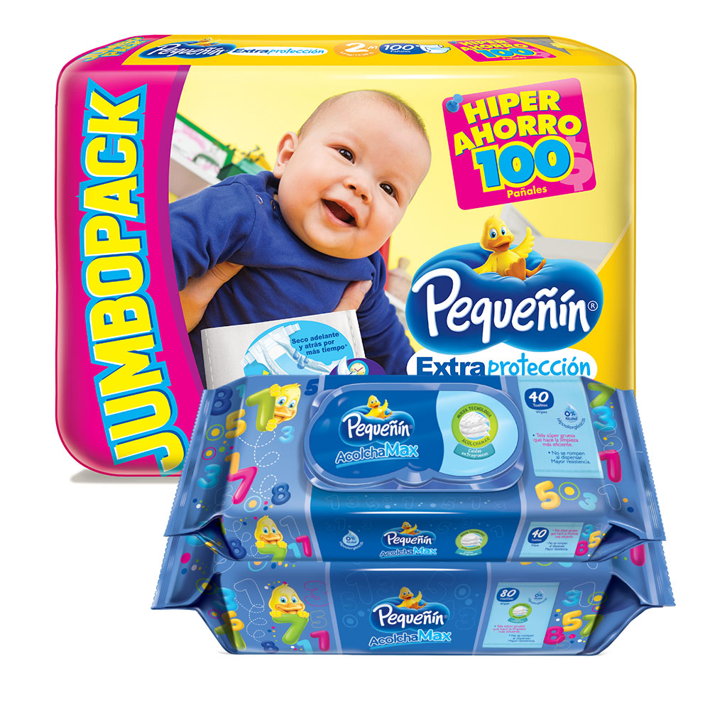 combo pequenin extraproteccion etapa 2 pack 100   toallitas humedas acolchamax con tapa x120
