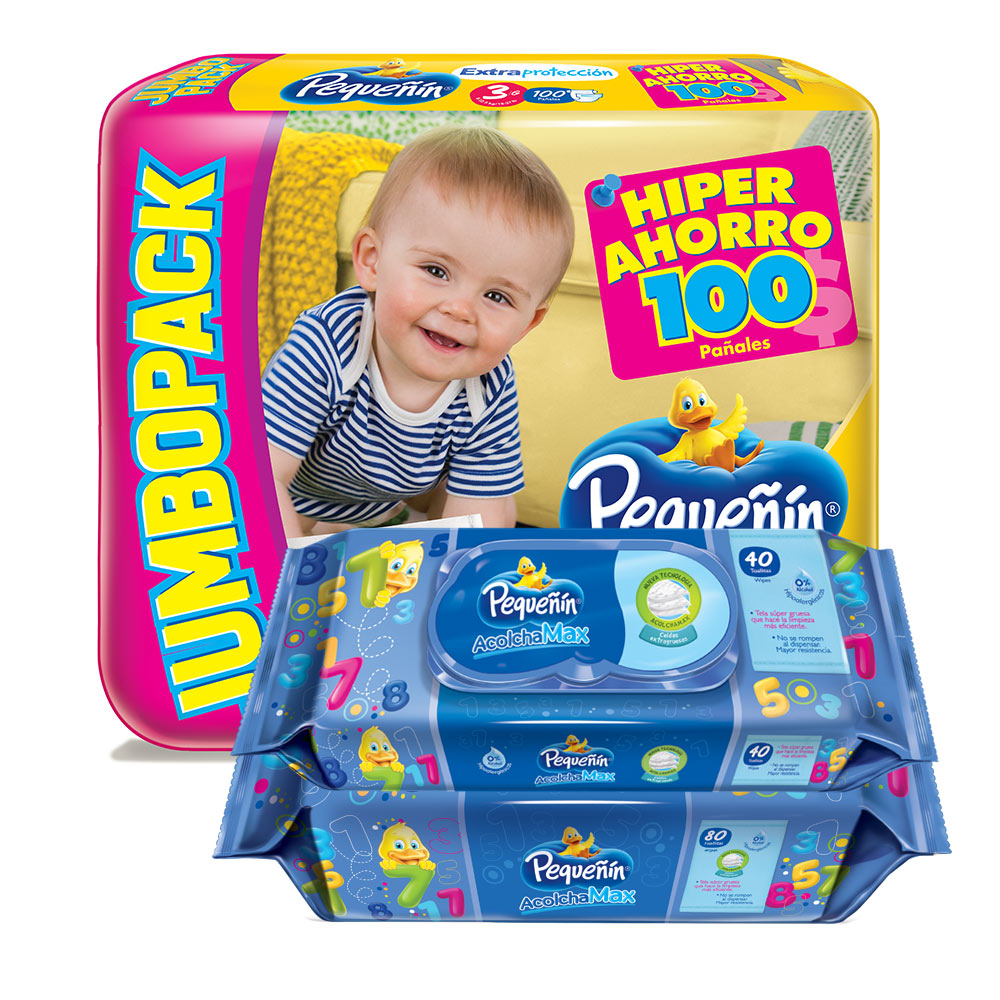 combo pequenin extraproteccion etapa 3 pack 100   toallitas humedas acolchamax con tapa x120