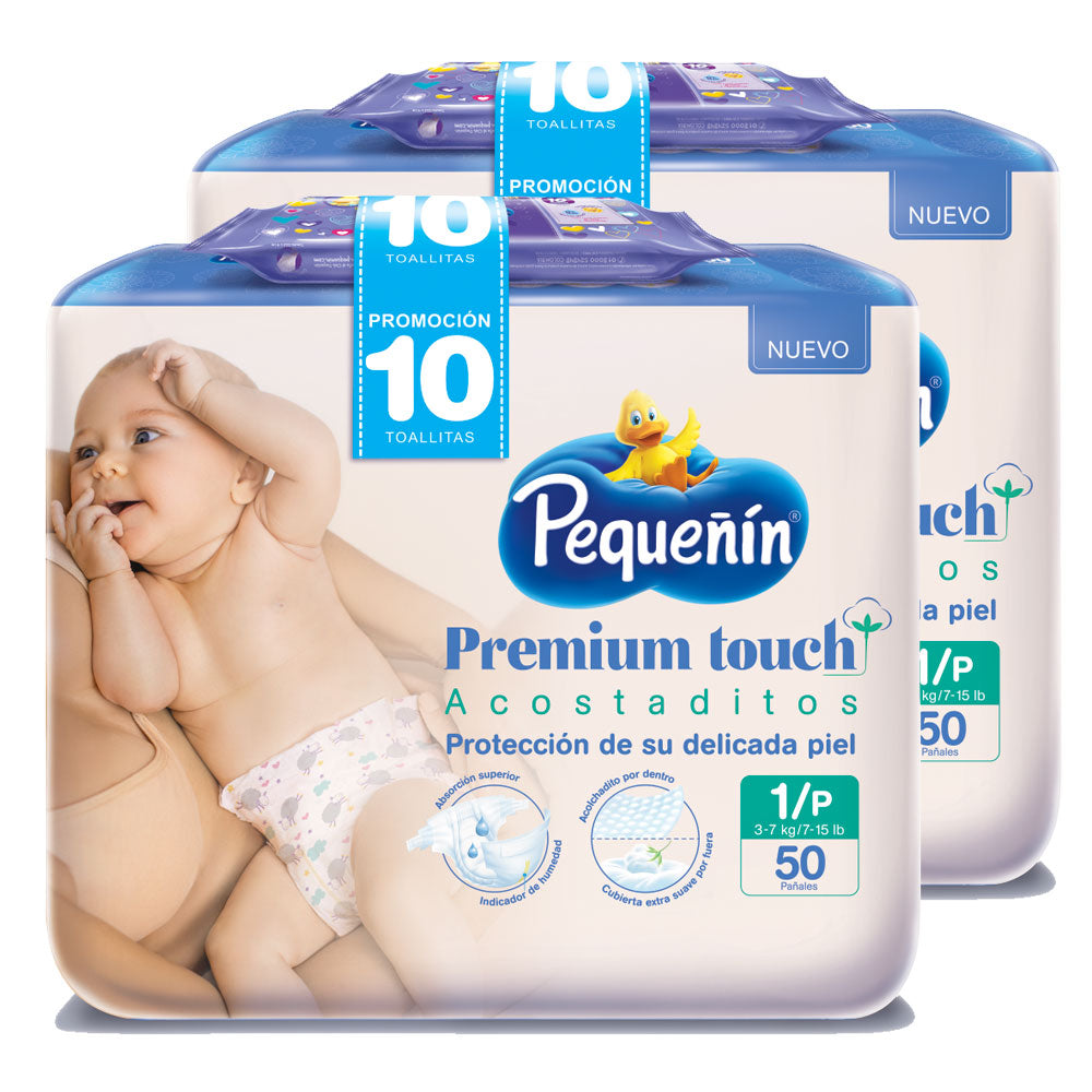 etapa 1  pack x 100 panales   pequenin premium touch   gratis 20 toallitas recien nacido