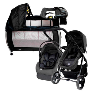 combo coche travel system 4 en 1 de lujo stylus  color gris marca bbjoy   corral cuna nuit color gris marca bbjoy