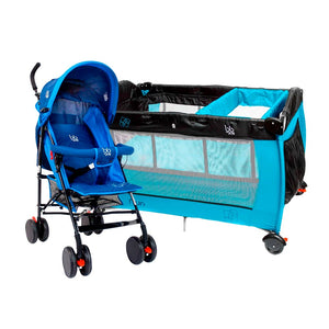 combo corral cuna nun color azul marca bbjoy   coche paraguas  kinna  umbrella stroller color azul marca bbjoy